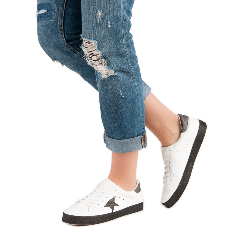 Trendiga låga sneakers vit svart 2