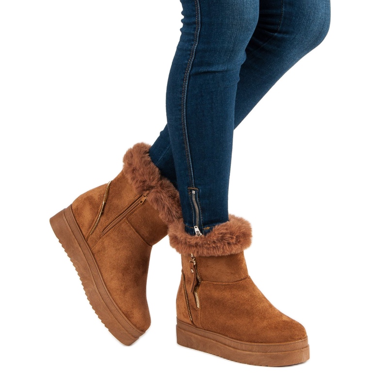 Kamel snöskor på plattformen brun 1