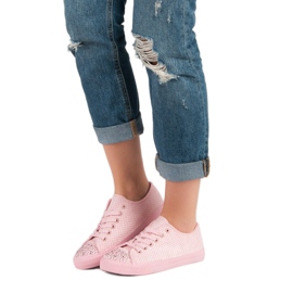 Sport Rosa sneakers med kristaller 2
