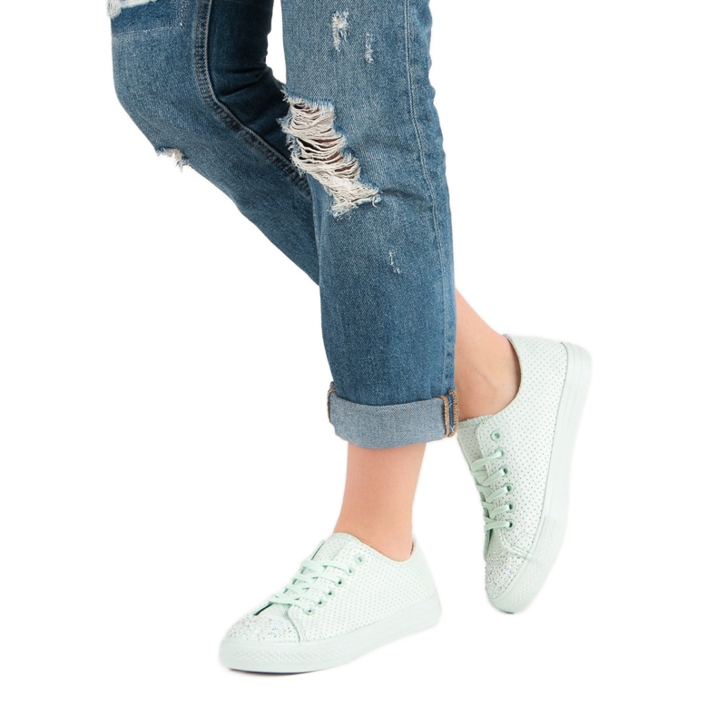 Sport Mint sneakers med kristaller grön 2