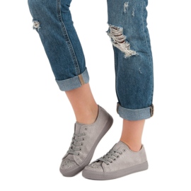 Sport Grå sneakers med kristaller 1