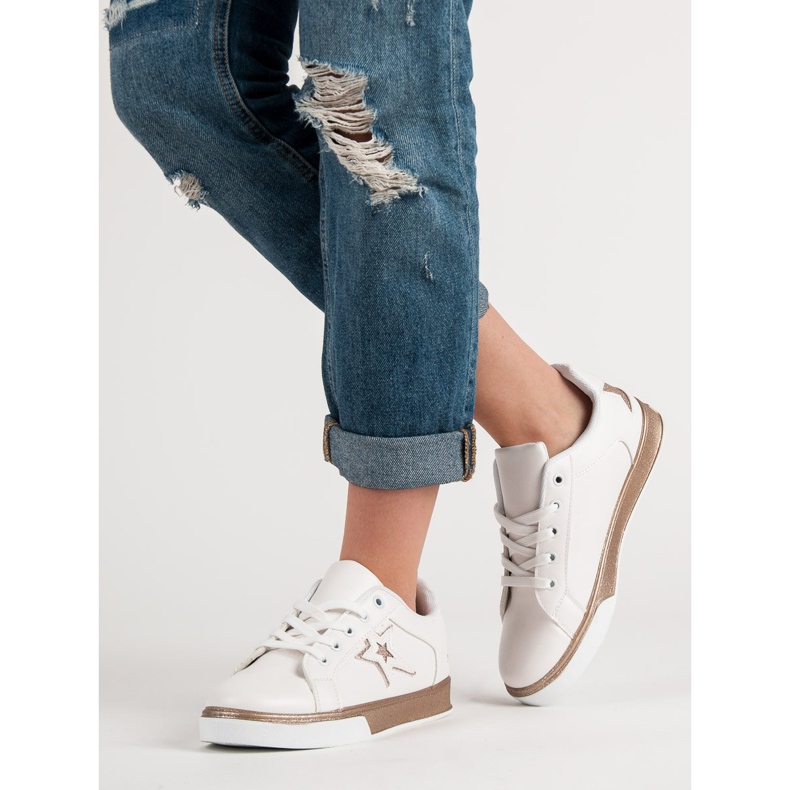 Kvinnors sportskor vit gul 1