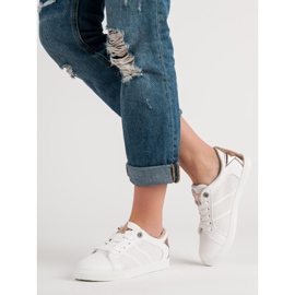 Låga sportskor vit gul 1