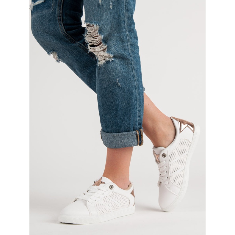 Låga sportskor vit gul 1