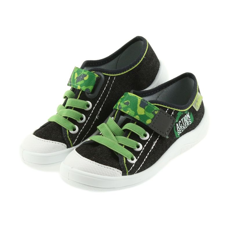 Befado barnskor tofflor sneakers 251y102 svart grön 3