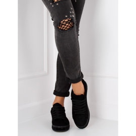 Svart BS098 Svarta sneakers med stenar 2