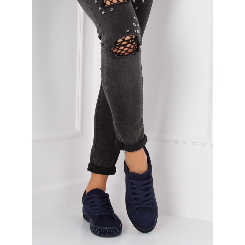 Sneakers med stenar BS098 Blå marinblå 2