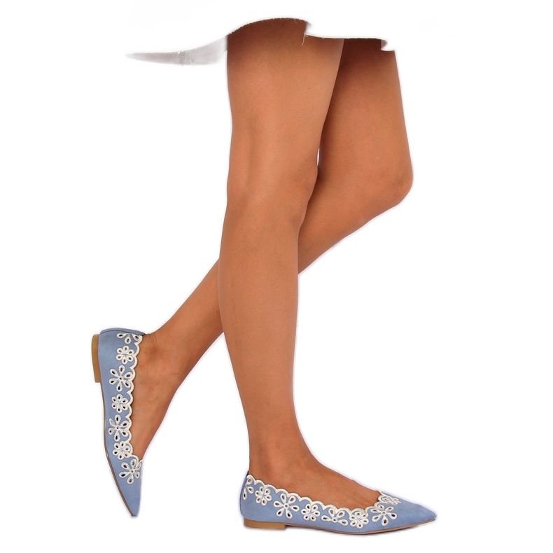 LT99P Blue openwork ballerinor blå 1