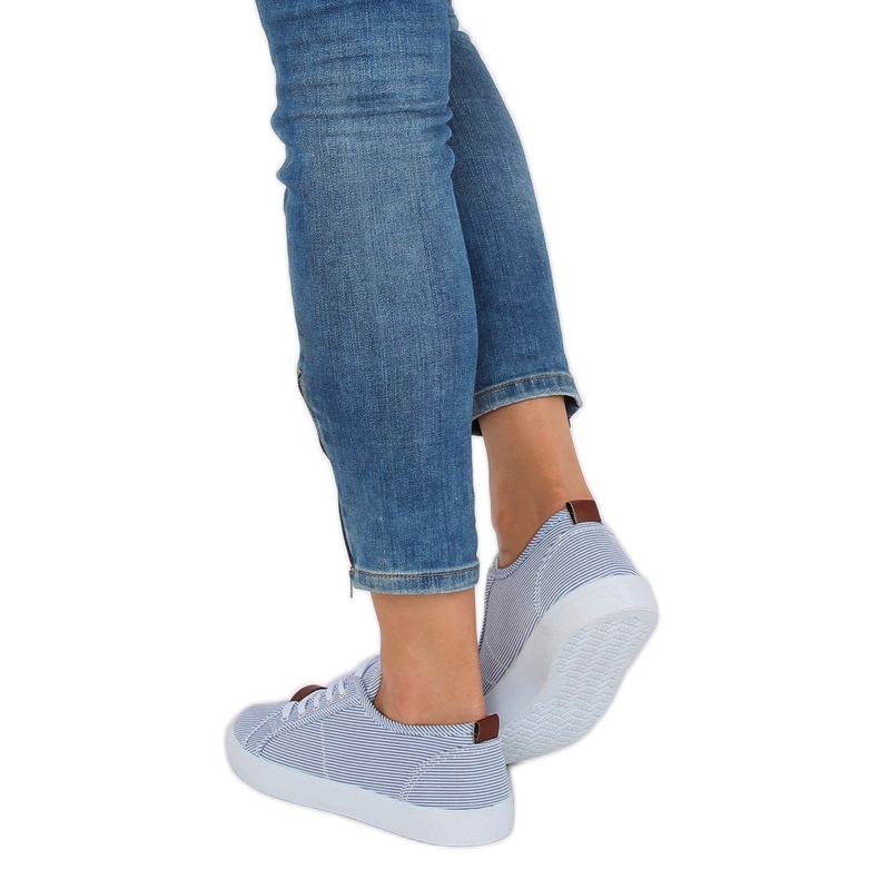 Blå JX70P Marinblå randiga sneakers 2