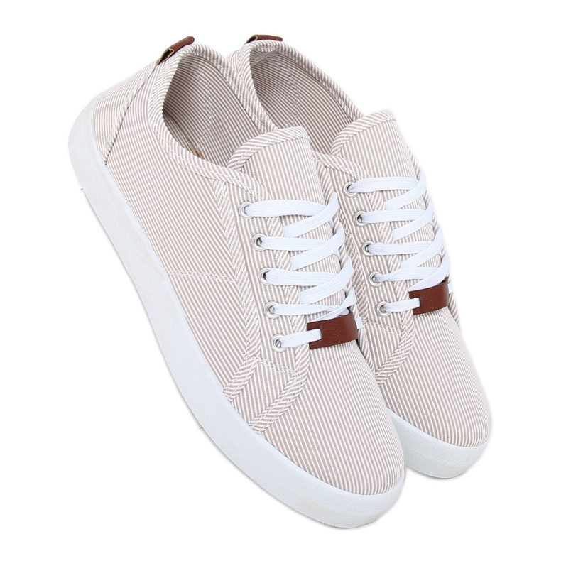 Beige randiga sneakers JX70P Beige 1