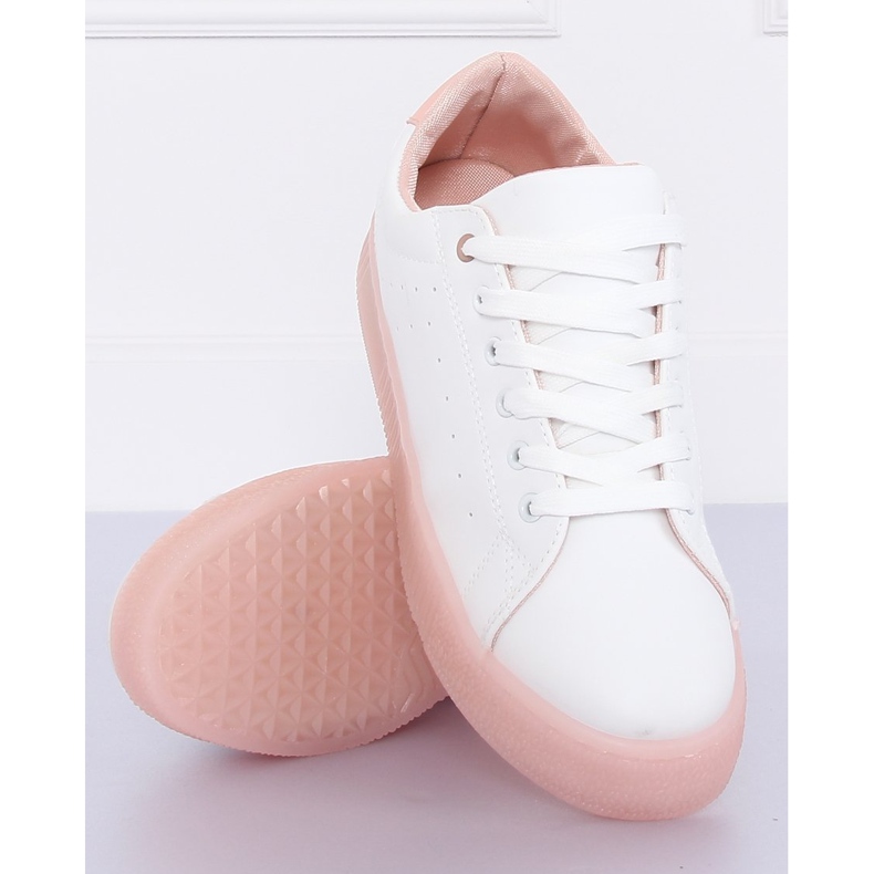 Sneakers på en hög sula vit och rosa LA38P Pink 2