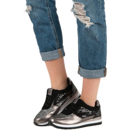 Sportskor med paljetter svart grå gul 2