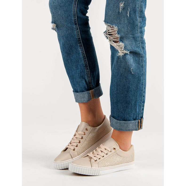 Låga sneakers med mesh brun 2