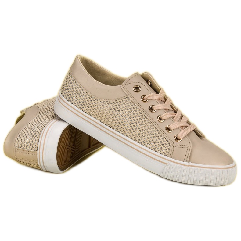 Låga sneakers med mesh brun 1