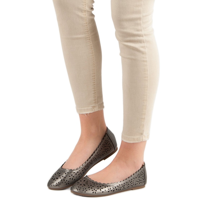 VINCEZA genombrutna ballerinor grå 2