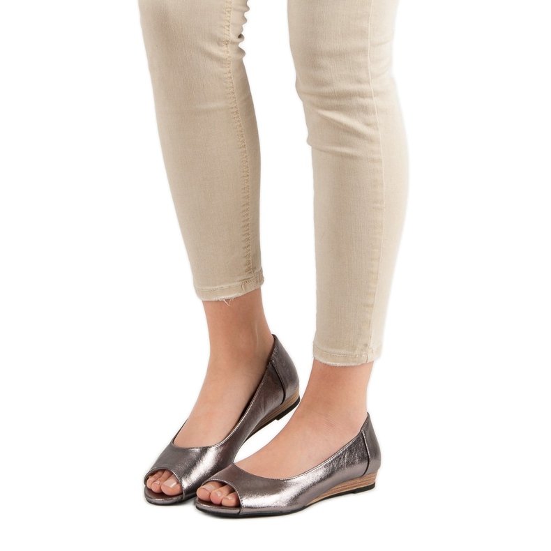 Open Toe VINCEZA ballerinor grå 2