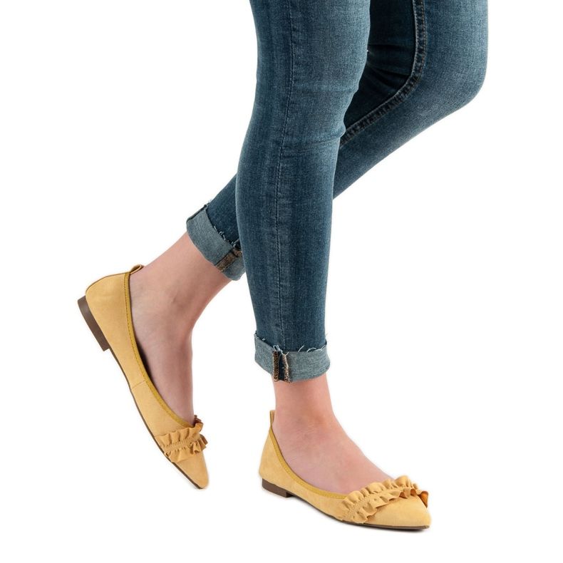 Corina Ballerinaer i mocka med krage gul 2