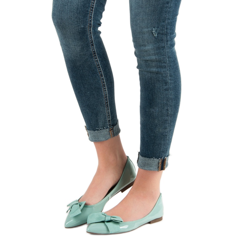 Corina Lackerade Ballerinor Med En Rosett grön 1