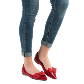 Corina Lackerade Ballerinor Med En Rosett röd 2