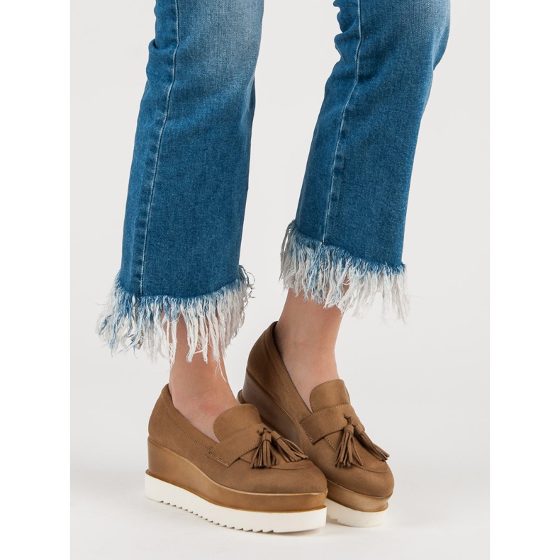 Corina Camel Wedge Loafers brun 1