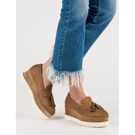 Corina Camel Wedge Loafers brun 2