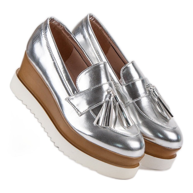 Corina Silver Wedge Loafers grå 1