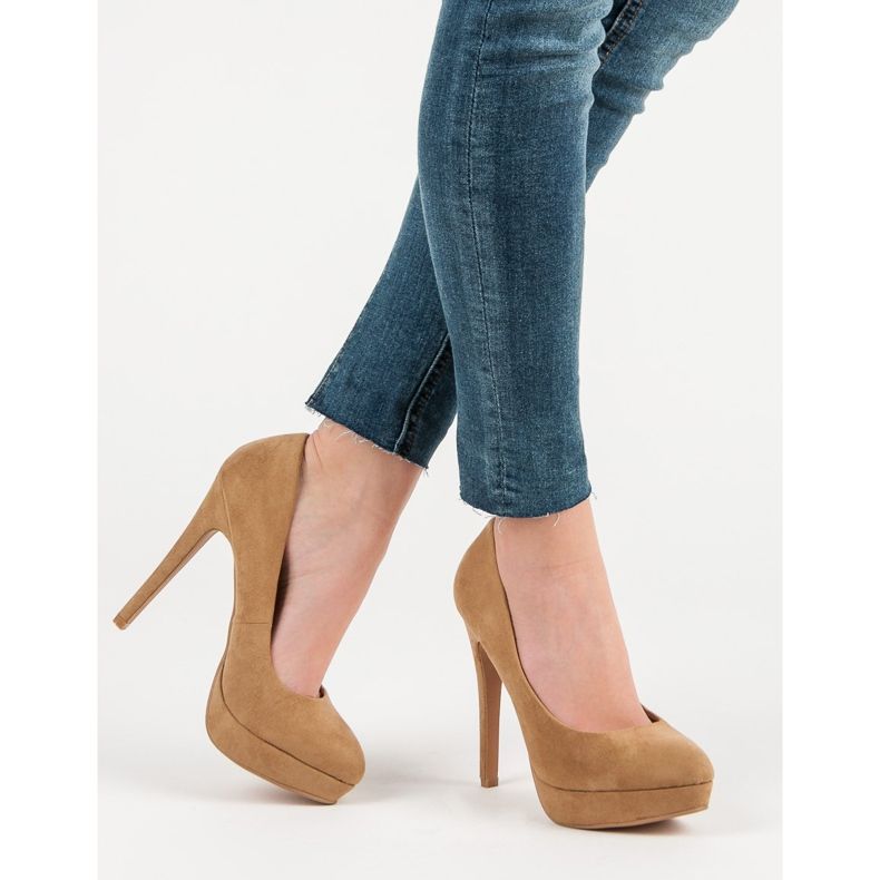 Corina Suede Heels On Platform brun 1