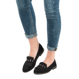 Laura Mode Svarta loafers i mocka 1