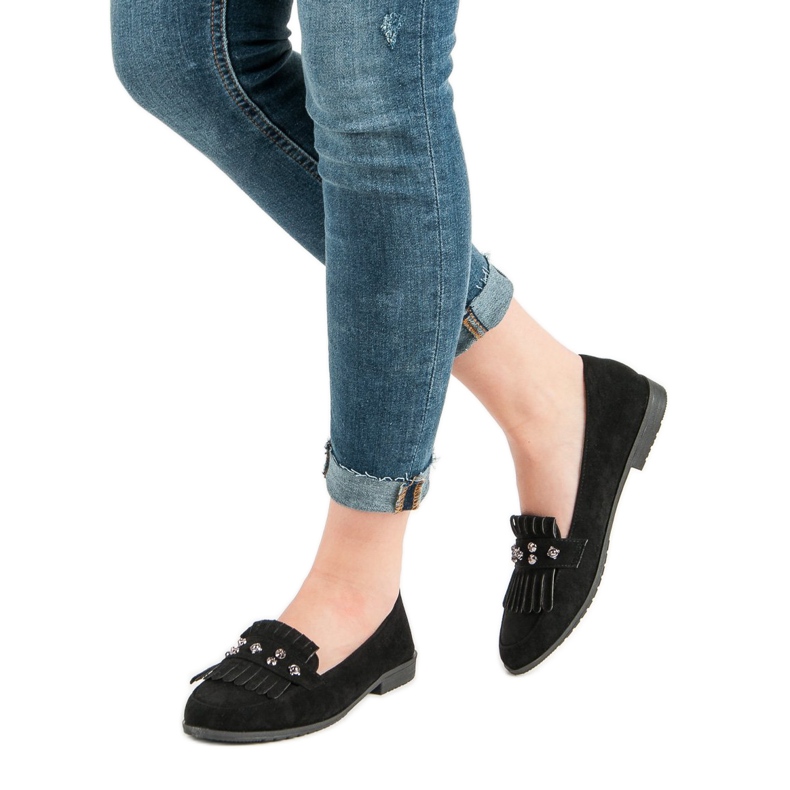 Laura Mode Svarta loafers i mocka 2