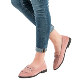 Laura Mode Loafers i pulvermocka rosa 1