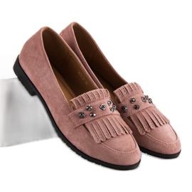 Laura Mode Loafers i pulvermocka rosa 2