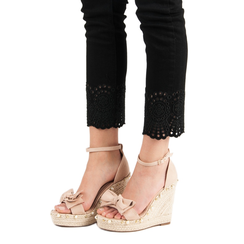 STEPHAN Espadrilles sandaler med rosett brun 2