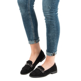 Laura Mode Svarta loafers med strass 1