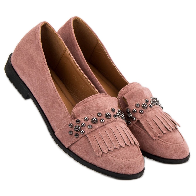 Laura Mode Pulverloafers med strass rosa 1