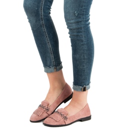 Laura Mode Pulverloafers med strass rosa 2