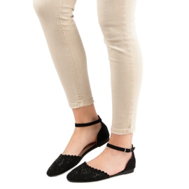 Laura Mode Openwork Ballerinas Med Kristaller svart 2