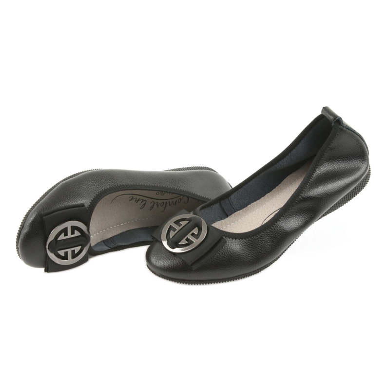 Läderballonger för kvinnor med rosett Filippo 633 svart 4