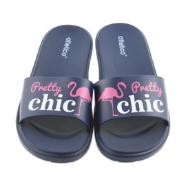 Flamingos Atletico tofflor för kvinnor vit rosa marinblå 3