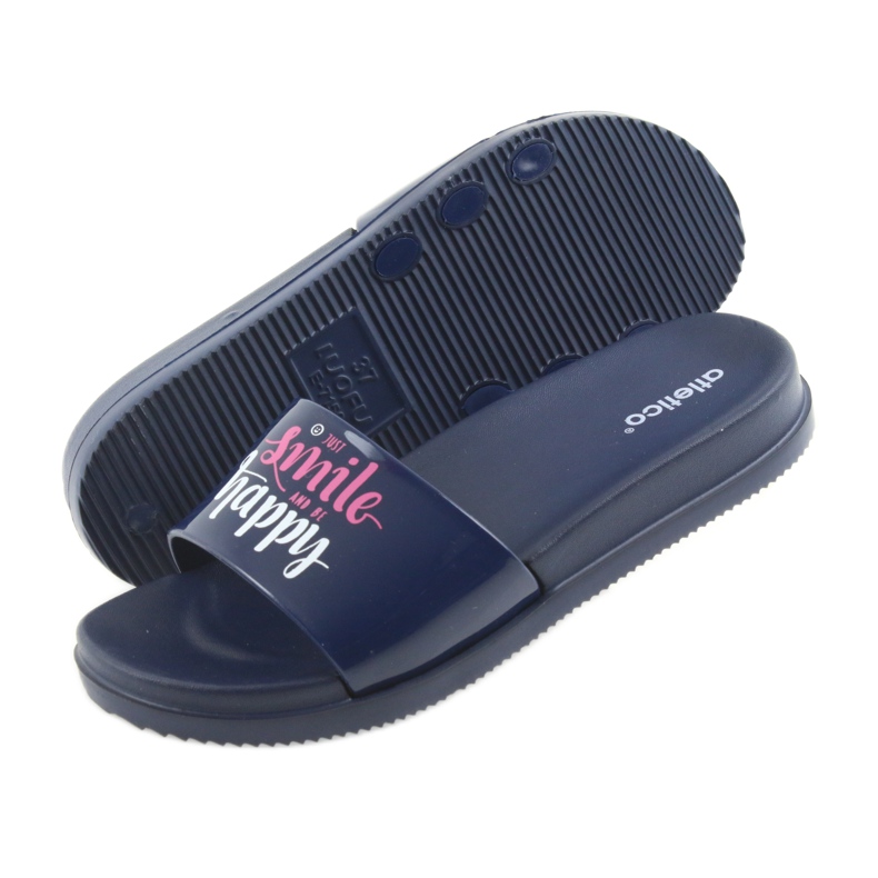 Happy Atletico marinblå tofflor för kvinnor vit rosa 5