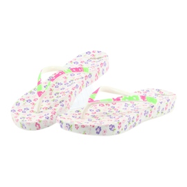 Atletico Dam flip-flops med blommor vit purpur grön rosa 4