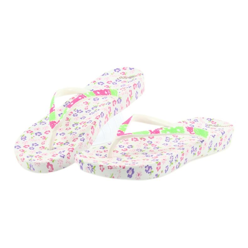 Atletico Dam flip-flops med blommor vit purpur grön rosa 4