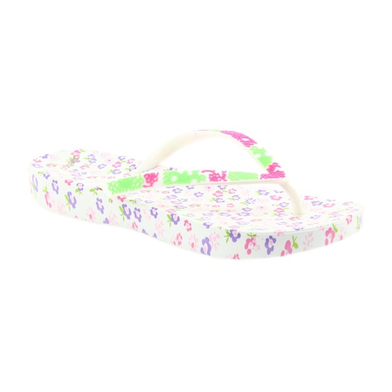 Atletico Dam flip-flops med blommor vit purpur grön rosa 1
