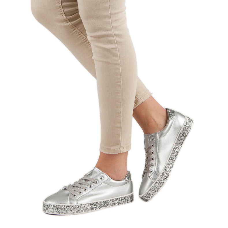 Sneakers Med Glitter Sula grå 1