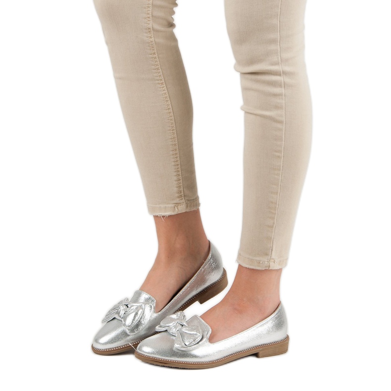 Forever Folie Silver Ballerina Med En Rosett grå 2