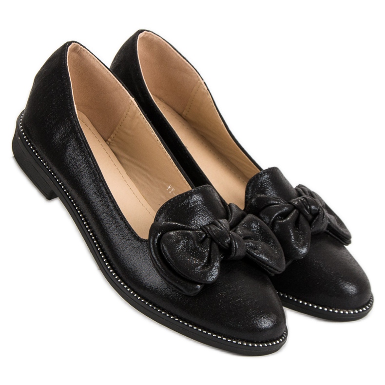 Forever Folie Svart Ballerina Med En Rosett 1