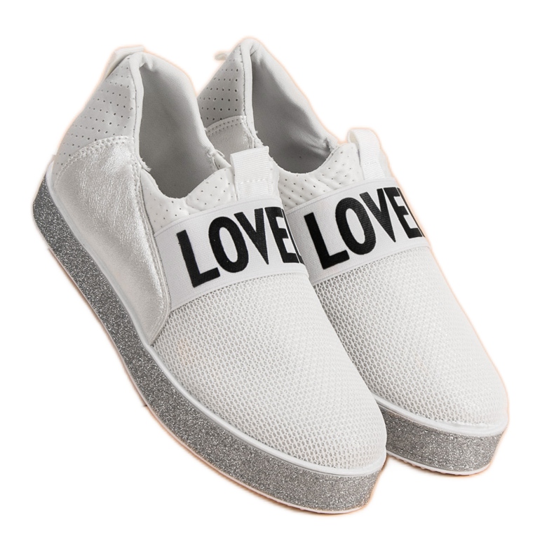 Bestelle Slip-on sneakers med glitter vit 2