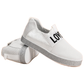 Bestelle Slip-on sneakers med glitter vit 1