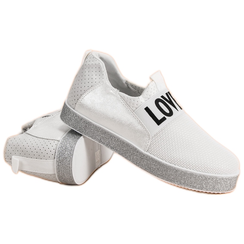 Bestelle Slip-on sneakers med glitter vit 1