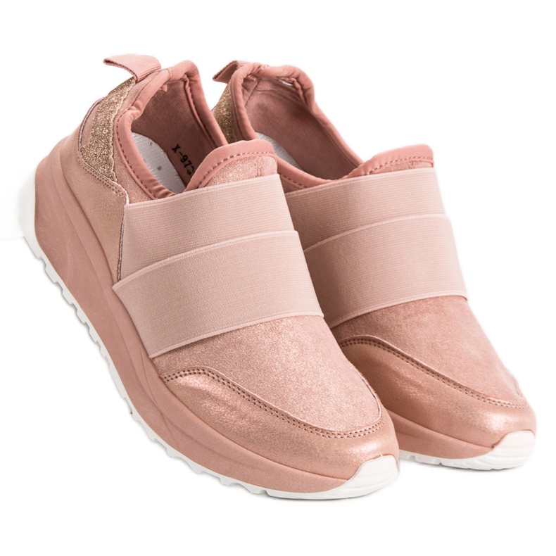 Ideal Shoes Bekväma slip-on sneakers rosa 2