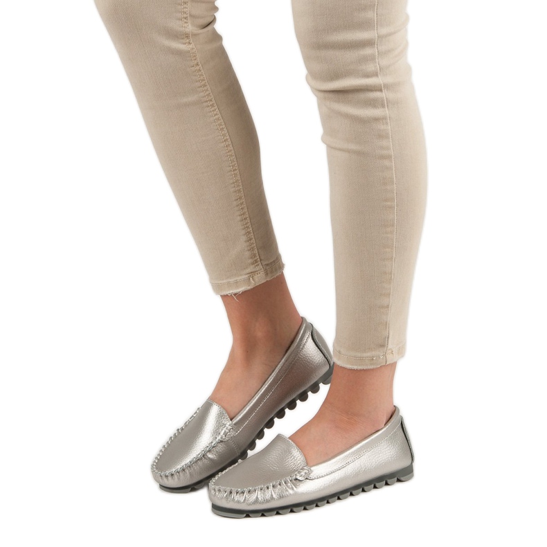 Filippo Silver Läder Loafers grå 1